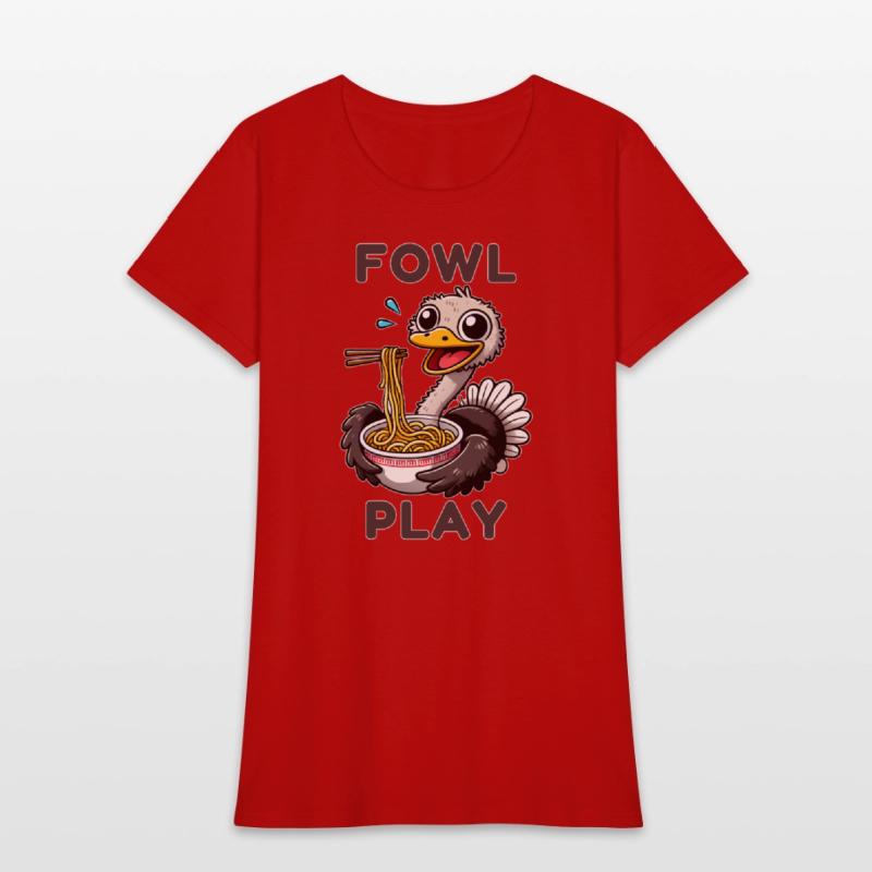 Fowl Play Funny Ostrich eating Noodles