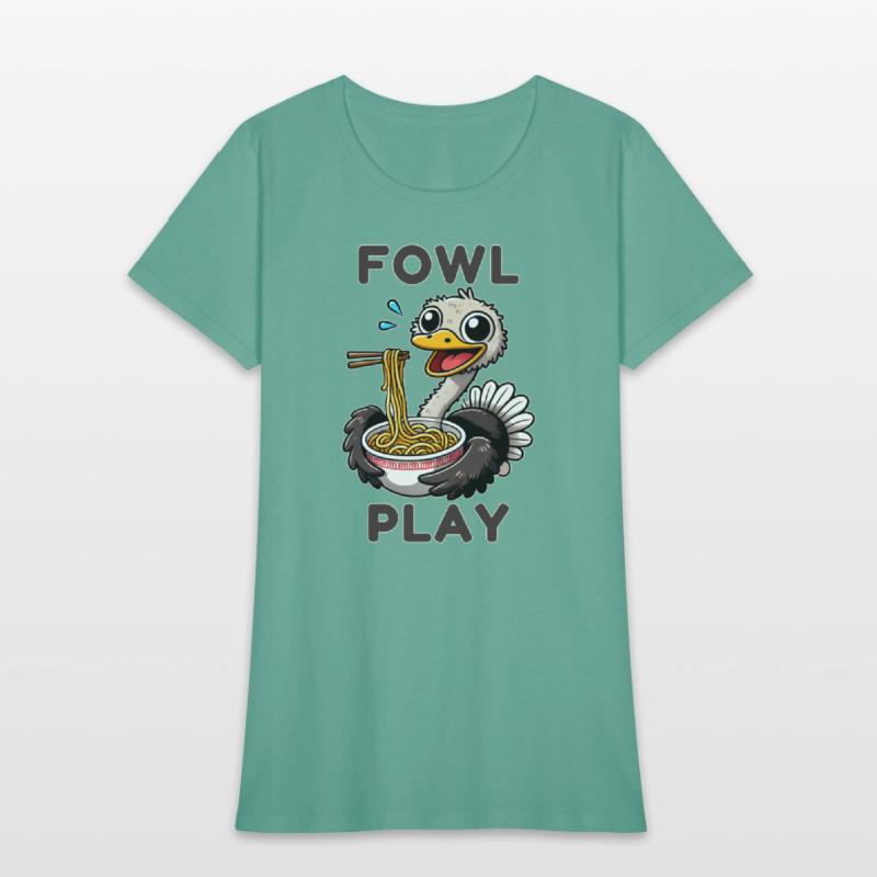 Fowl Play Funny Ostrich eating Noodles