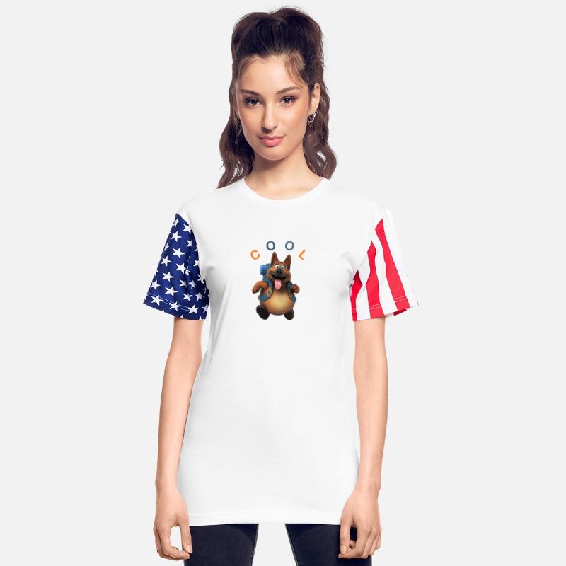 fun backpacker german shepherd dog cartoon t-shirt