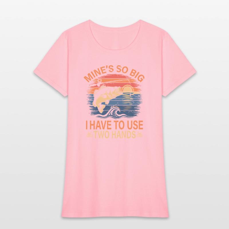 Funny Dad Fishing Mine`s Big Use Two Hands