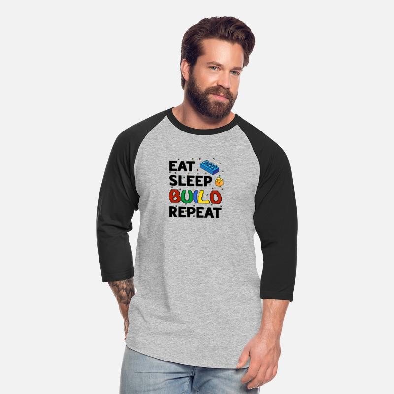 Funny Eat Sleep Build Repeat Building Blocks Men