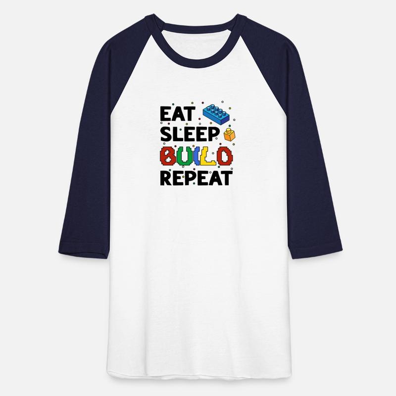 Funny Eat Sleep Build Repeat Building Blocks Men
