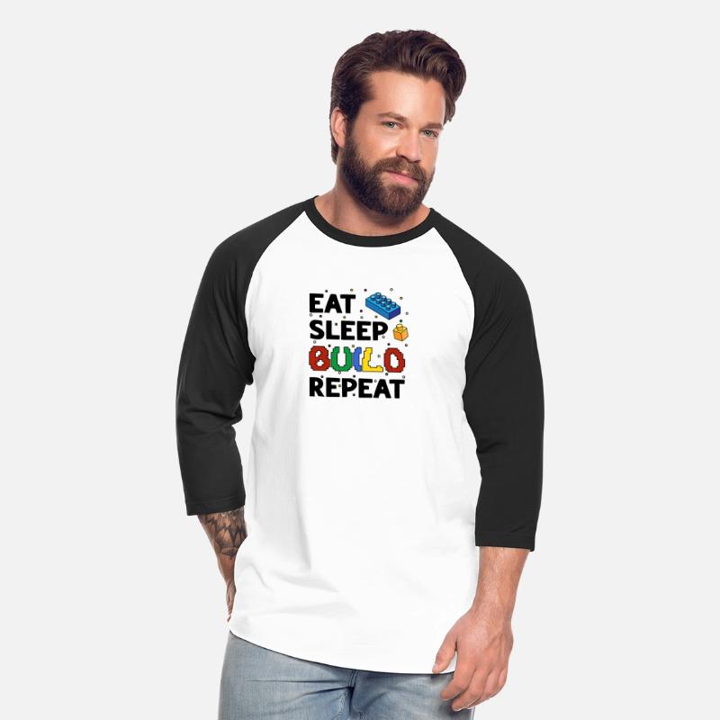 Funny Eat Sleep Build Repeat Building Blocks Men