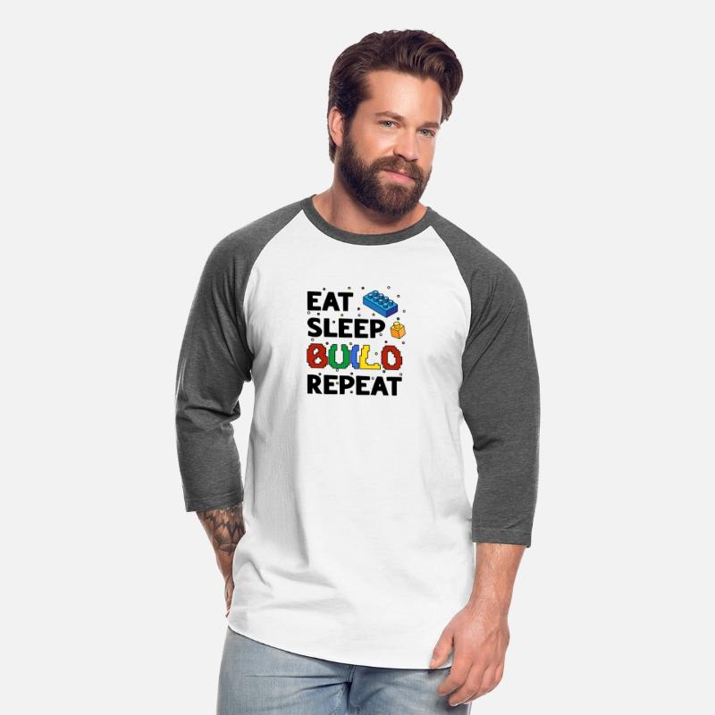 Funny Eat Sleep Build Repeat Building Blocks Men