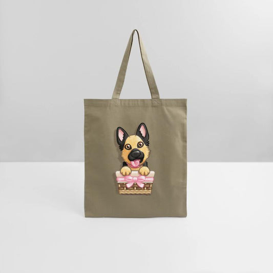 German Shepherd GIRL in a Basket