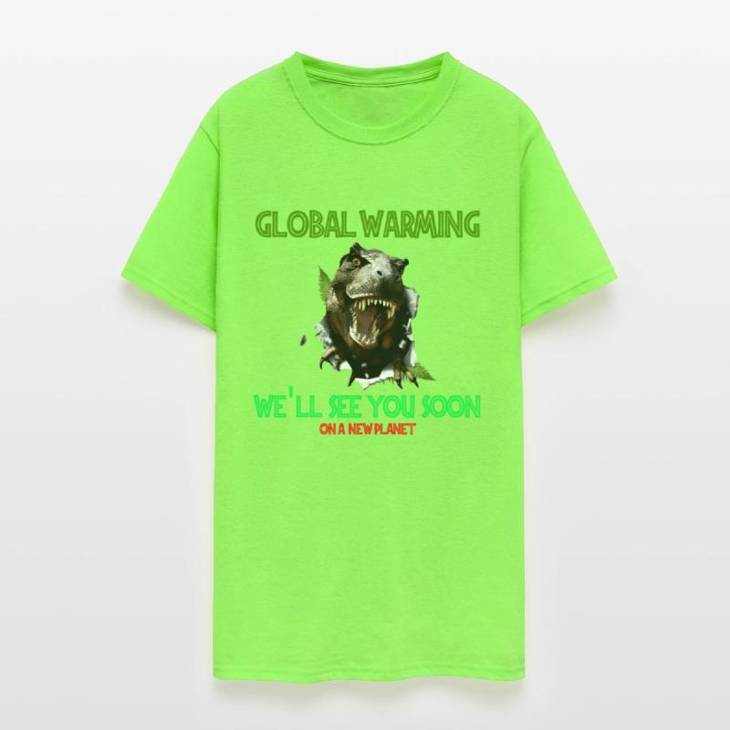 global warming dinosaur t-rex. Save love planet