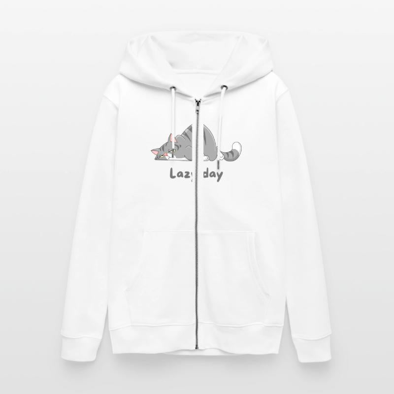 Gray Cat Cartoon with lazy day design