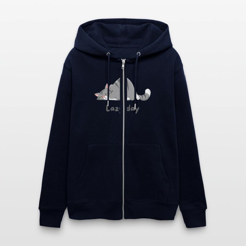 Gray Cat Cartoon with lazy day design