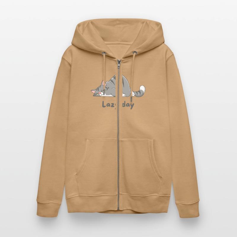 Gray Cat Cartoon with lazy day design