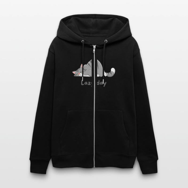 Gray Cat Cartoon with lazy day design