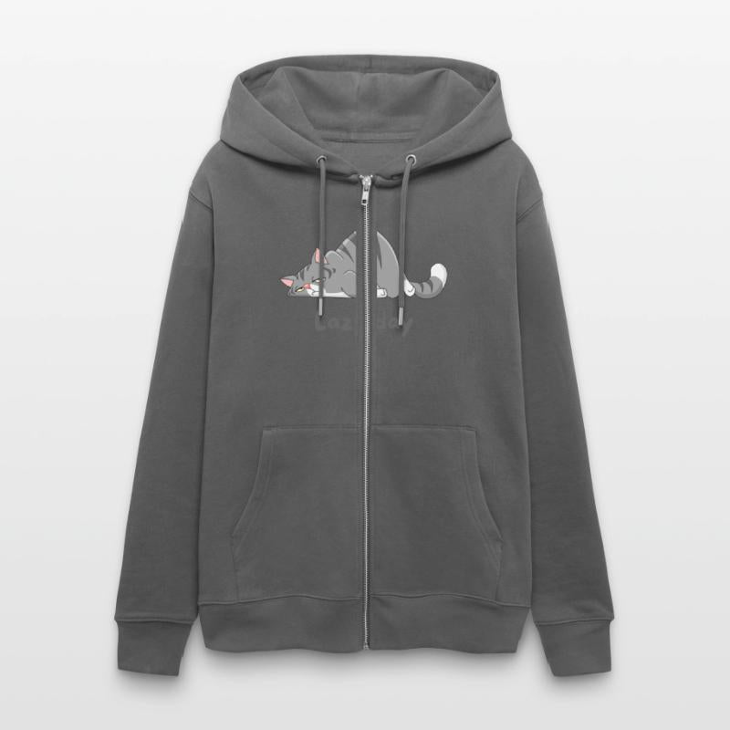 Gray Cat Cartoon with lazy day design