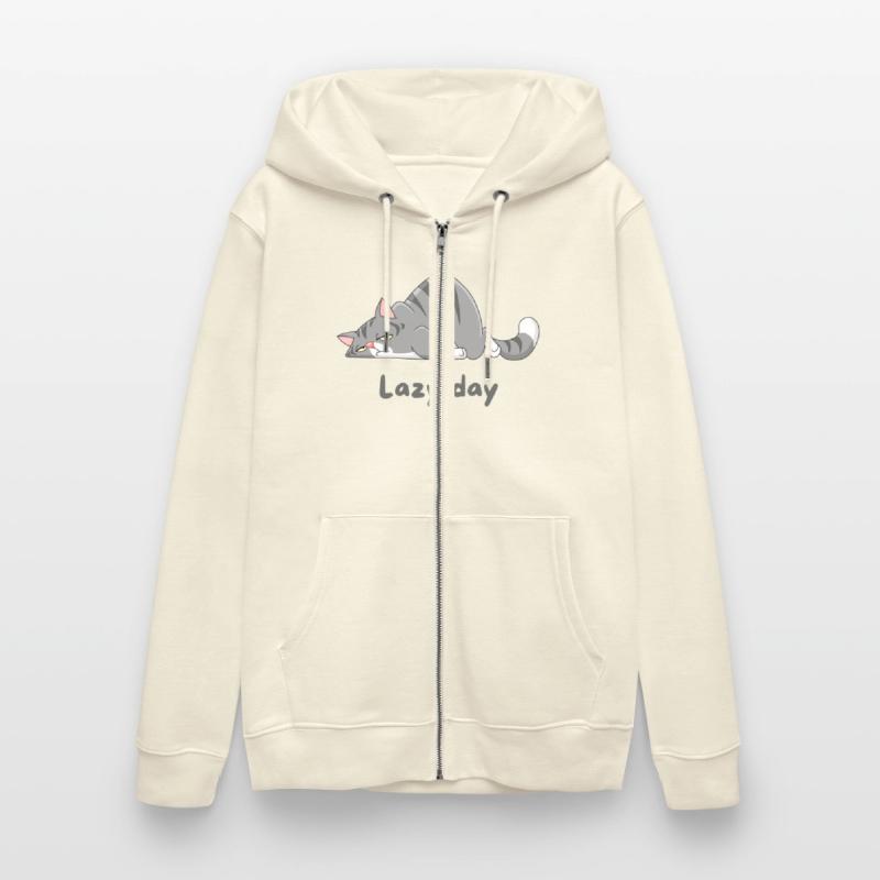 Gray Cat Cartoon with lazy day design