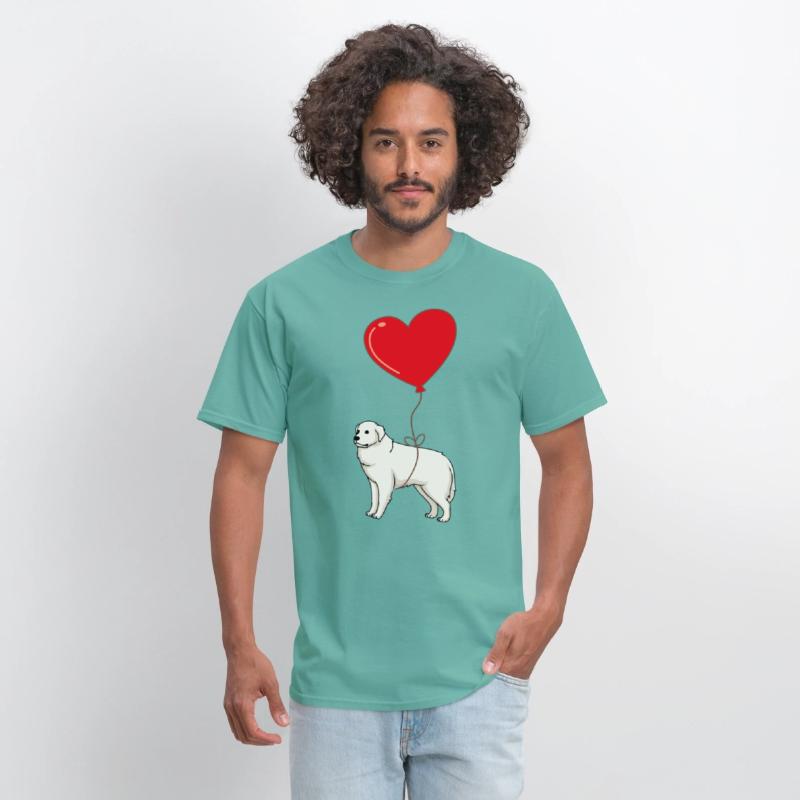 Great Pyrenees With Heart Balloon Valentines Day
