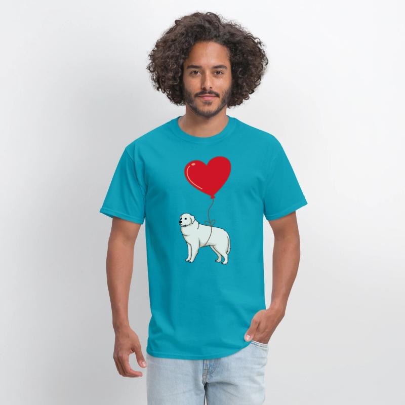 Great Pyrenees With Heart Balloon Valentines Day