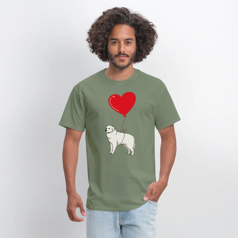 Great Pyrenees With Heart Balloon Valentines Day
