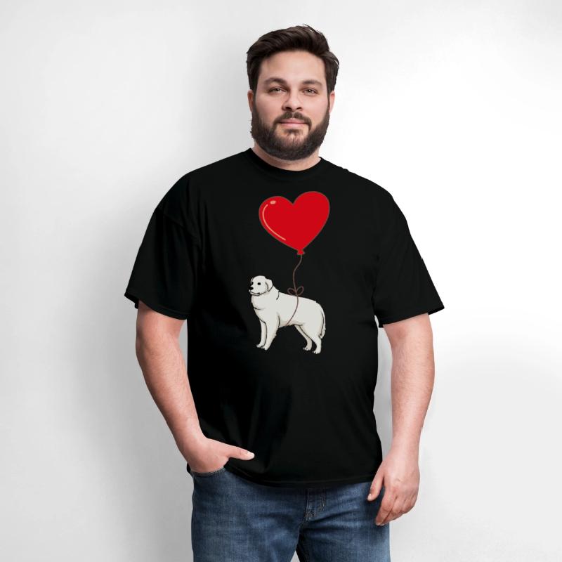 Great Pyrenees With Heart Balloon Valentines Day