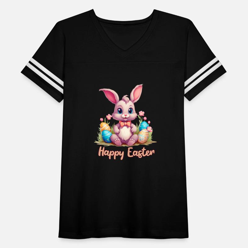 Happy Easter Bunny with Easter Eggs Cute Rabbit