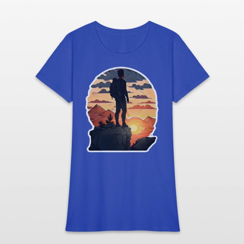 Hiker Standing On A Rocky Ledge