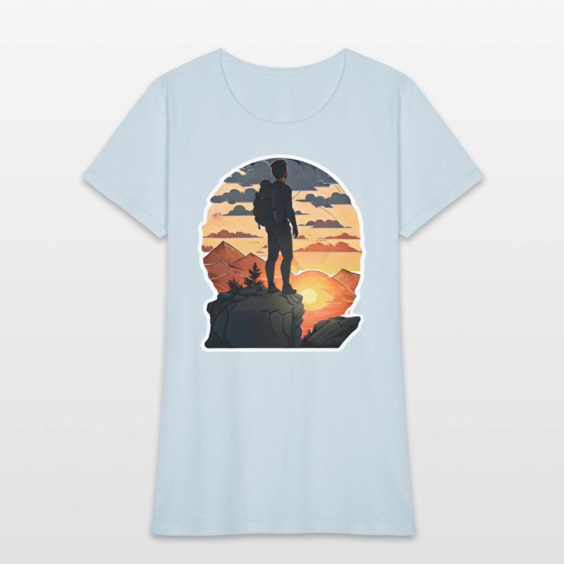 Hiker Standing On A Rocky Ledge