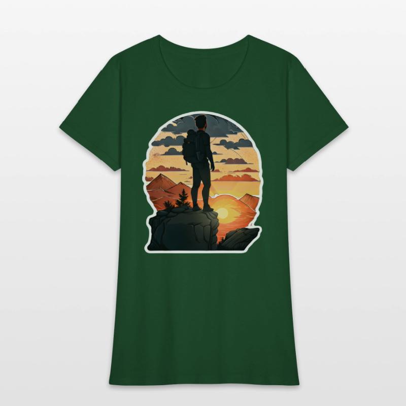 Hiker Standing On A Rocky Ledge