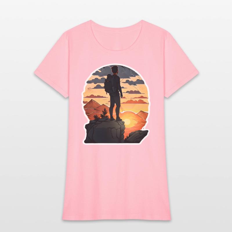 Hiker Standing On A Rocky Ledge