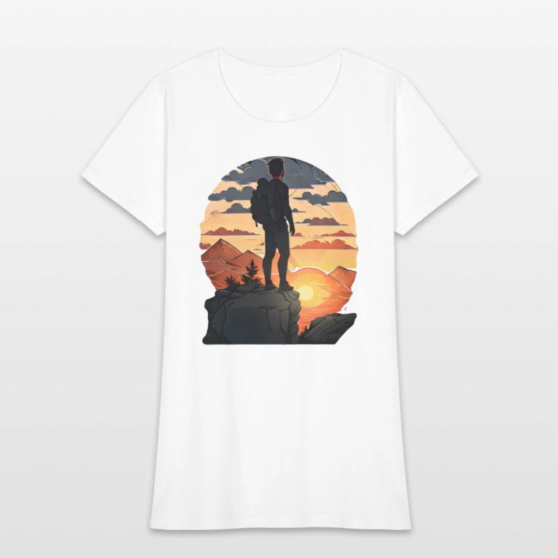 Hiker Standing On A Rocky Ledge