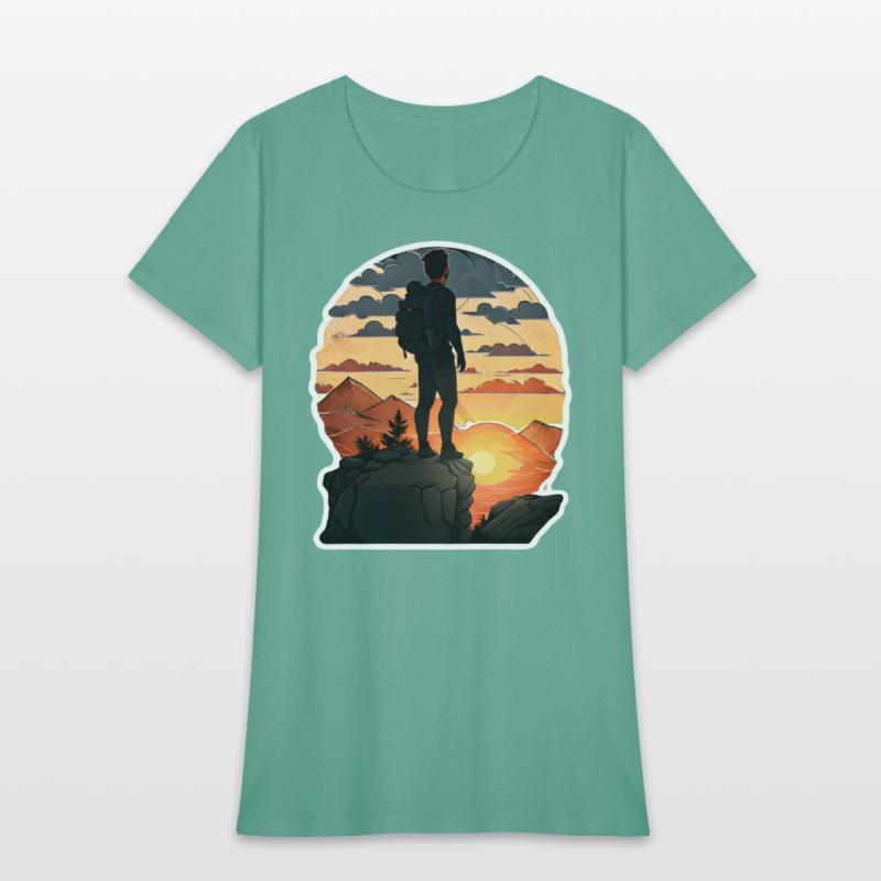 Hiker Standing On A Rocky Ledge