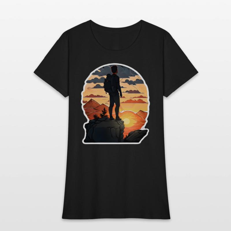 Hiker Standing On A Rocky Ledge