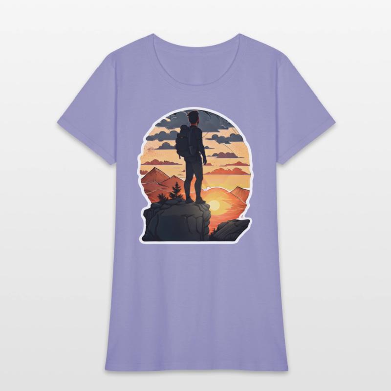 Hiker Standing On A Rocky Ledge