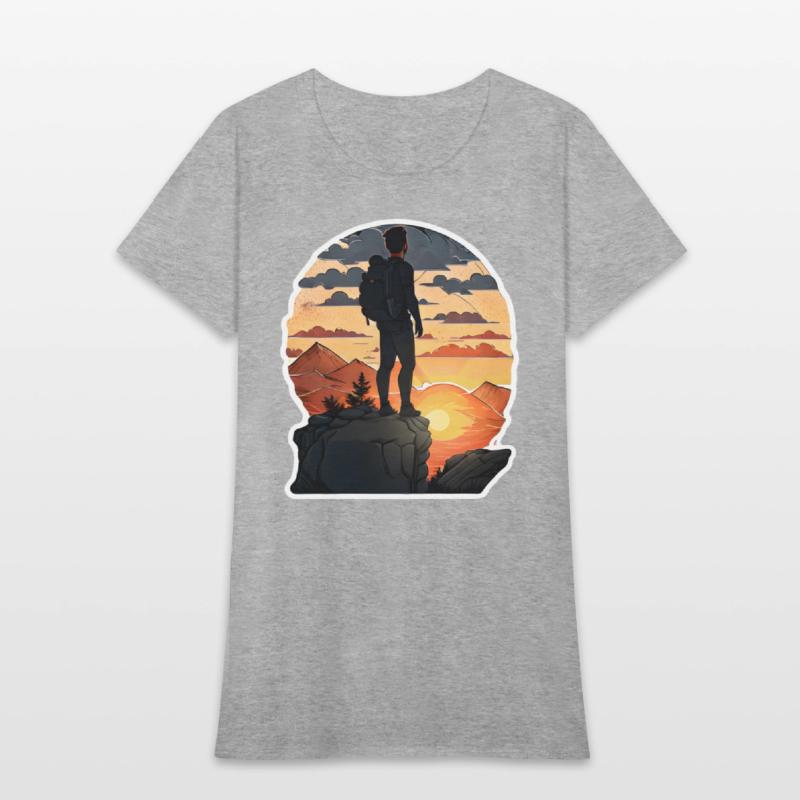 Hiker Standing On A Rocky Ledge