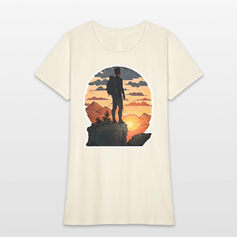 Hiker Standing On A Rocky Ledge