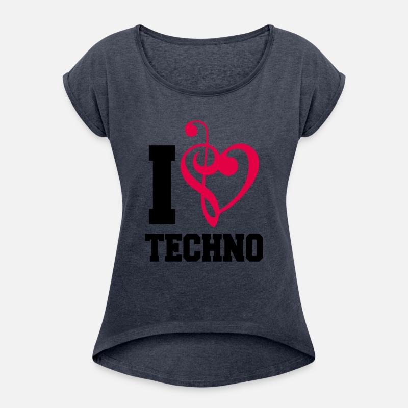 I Love Techno Music Party DJ Clef Bass Note Heart
