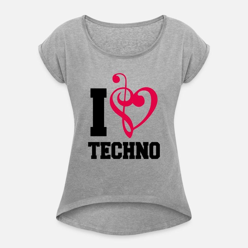 I Love Techno Music Party DJ Clef Bass Note Heart