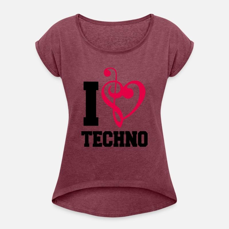 I Love Techno Music Party DJ Clef Bass Note Heart