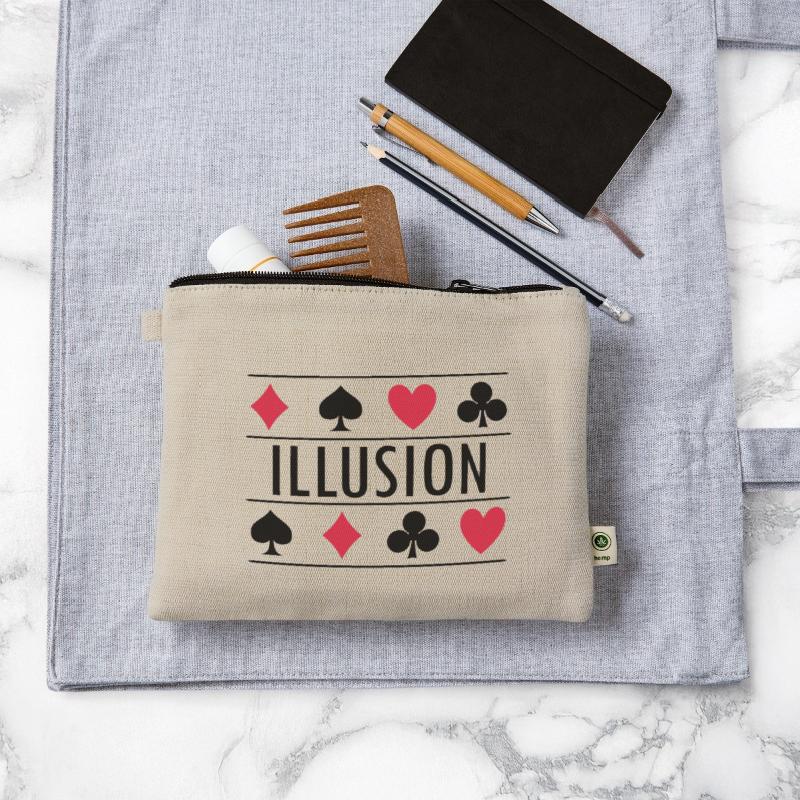 Illusion with card symbols spell magic poker