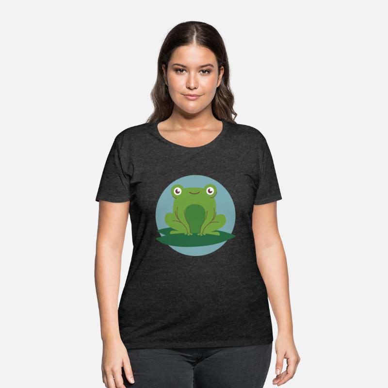kawaii funny cute green frog smiling & feel joyful