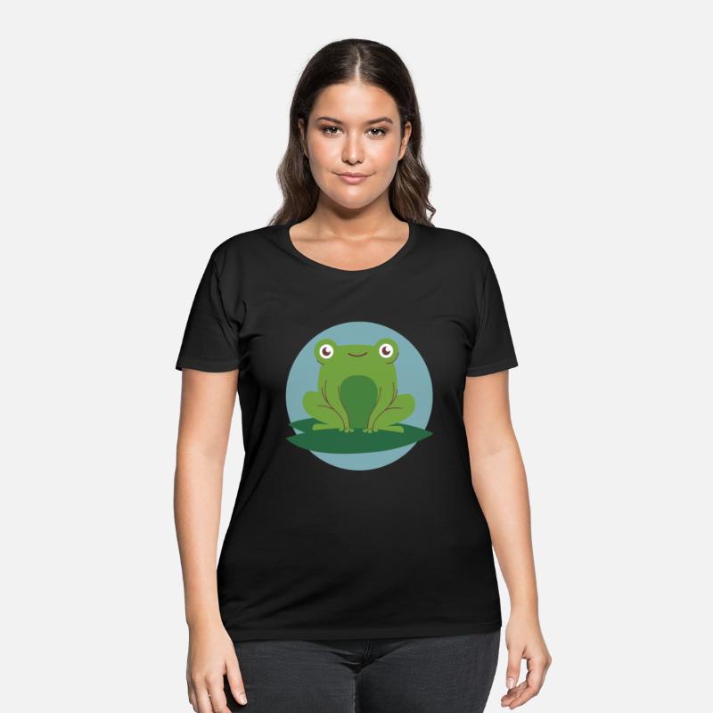 kawaii funny cute green frog smiling & feel joyful