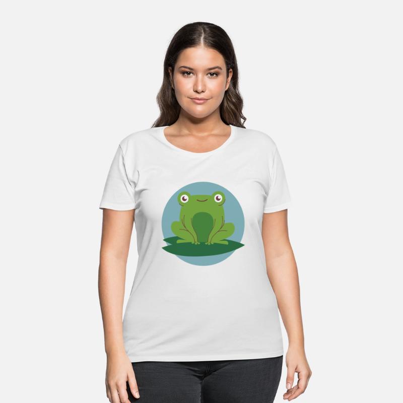 kawaii funny cute green frog smiling & feel joyful