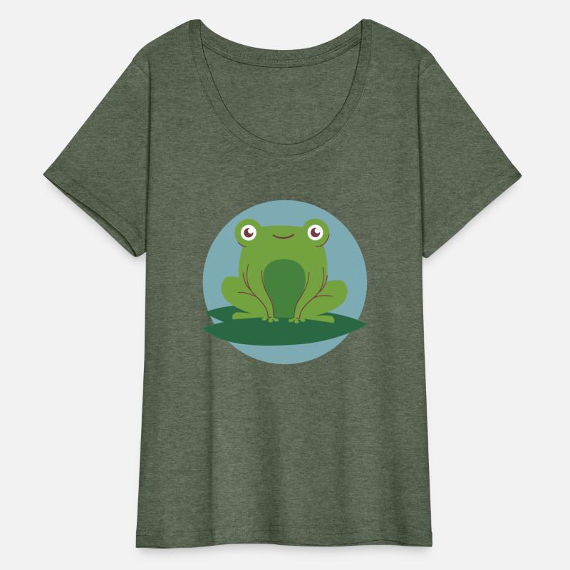 kawaii funny cute green frog smiling & feel joyful