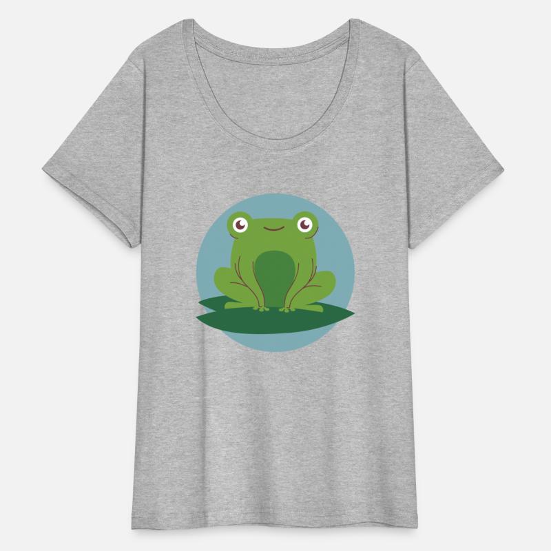 kawaii funny cute green frog smiling & feel joyful