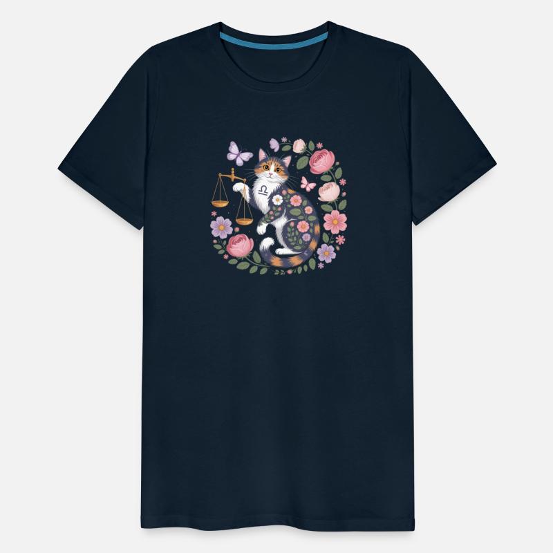Libra Zodiac Cat with Balanced Florals