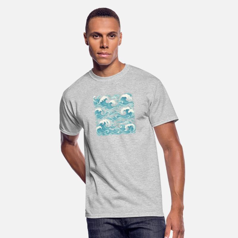 Lush Ocean Wave Pattern Japanese Wave Design Blue