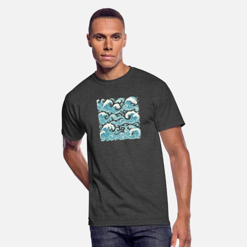 Lush Ocean Wave Pattern Japanese Wave Design Blue