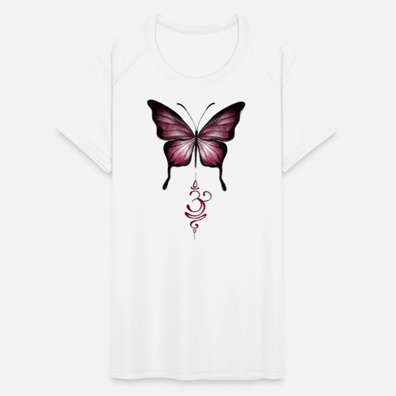 Magenta Red Butterfly & Sanskrit breathe om symbol