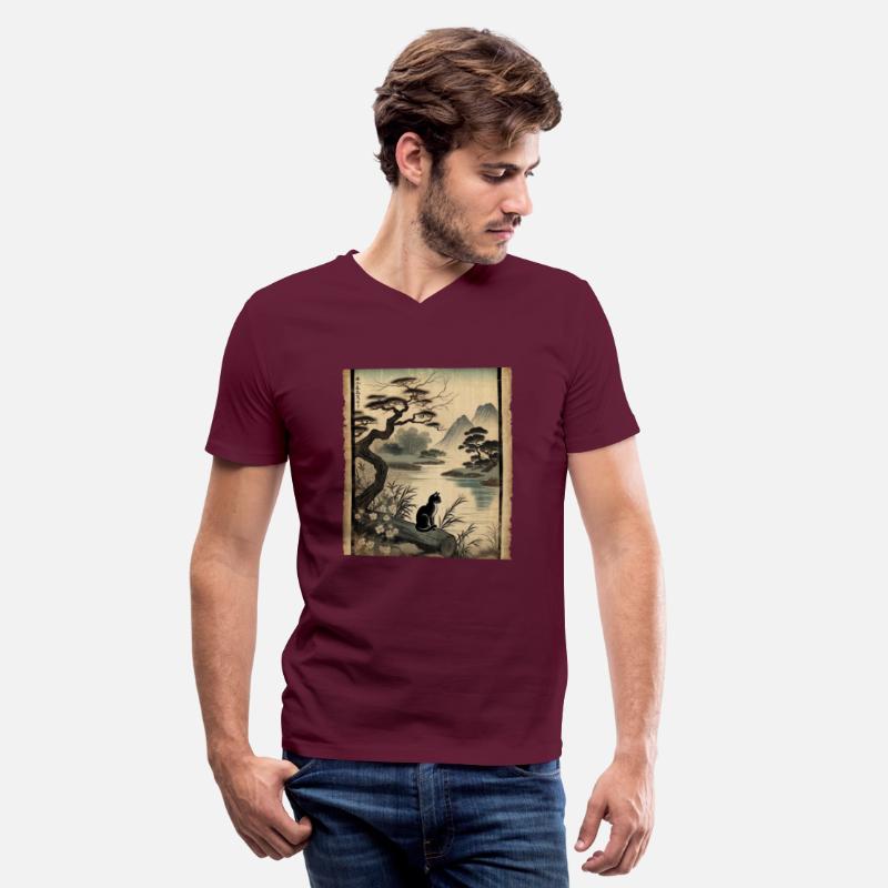Mountain Silhouette Papyrus Scroll Retro Japanese