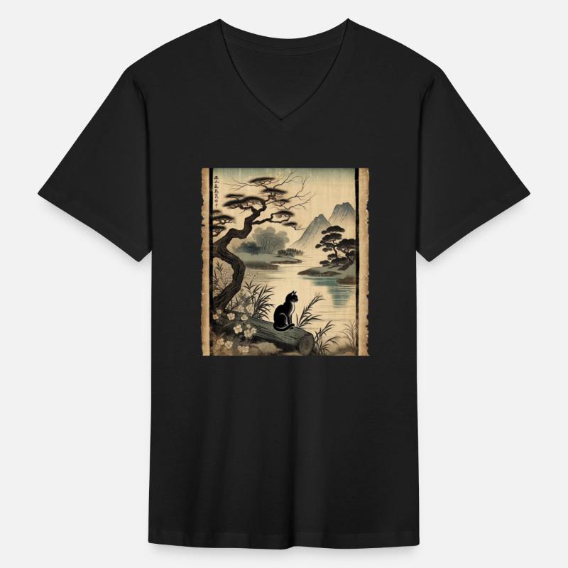 Mountain Silhouette Papyrus Scroll Retro Japanese