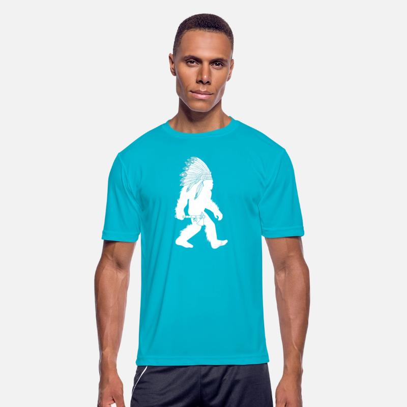 native american bigfoot wearing head holding