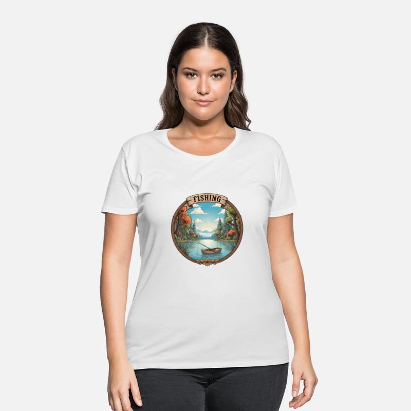 Nature Fishing Badge Scenic Lake & Forest Emblem