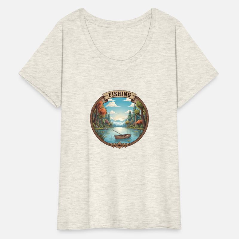 Nature Fishing Badge Scenic Lake & Forest Emblem