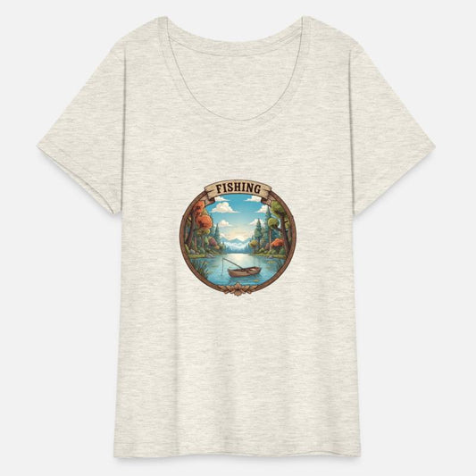 Nature Fishing Badge Scenic Lake & Forest Emblem